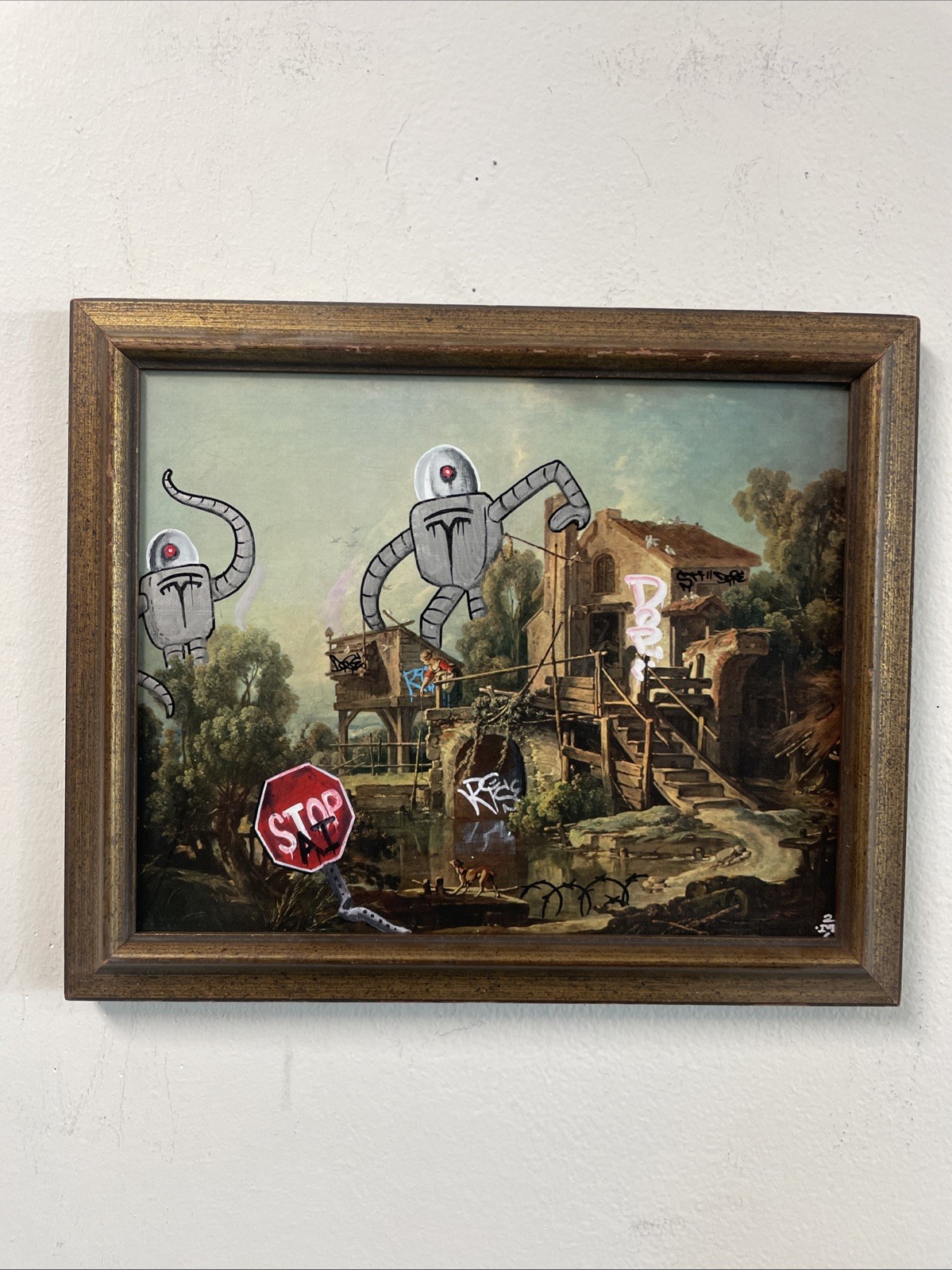Robot Stop Ai Painting Street Art Tattoo Art Original framed Painting