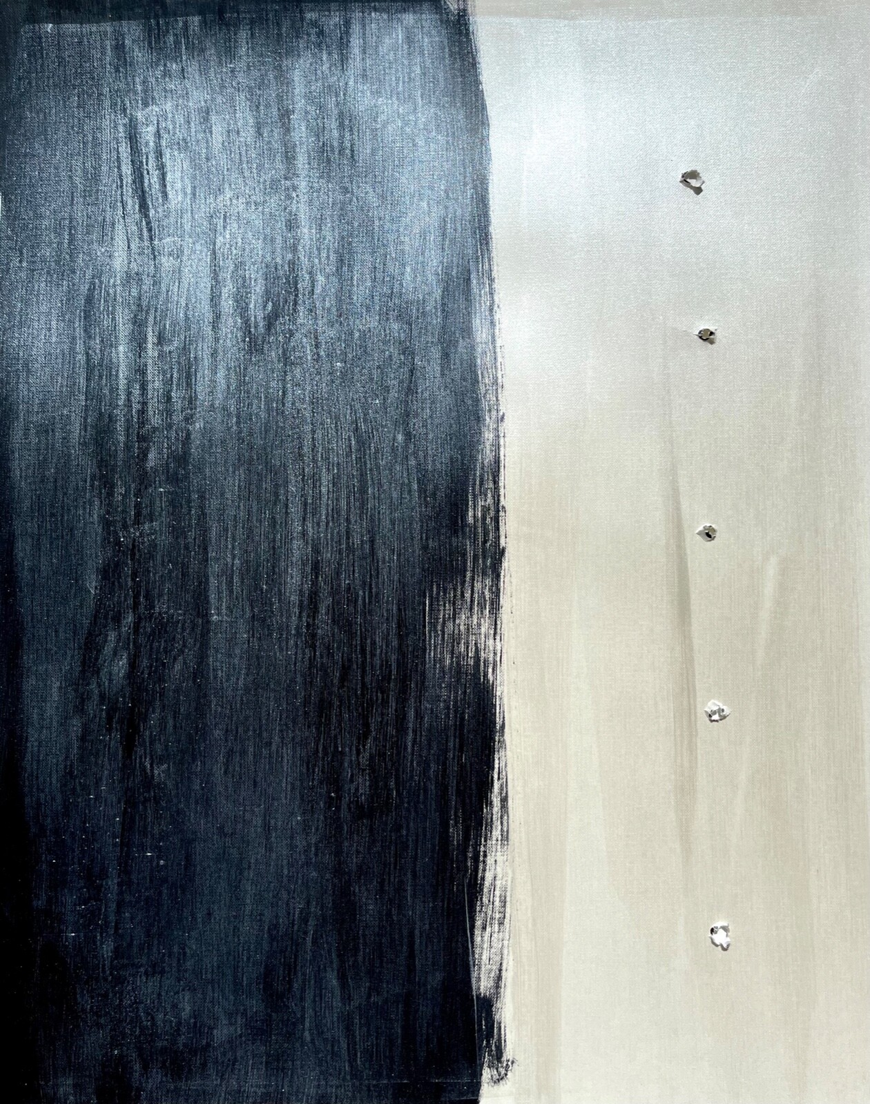 ORIGINAL MINIMALIST ACRYLIC ON PAPER PAINTING BLACK AND WHITE MODERN