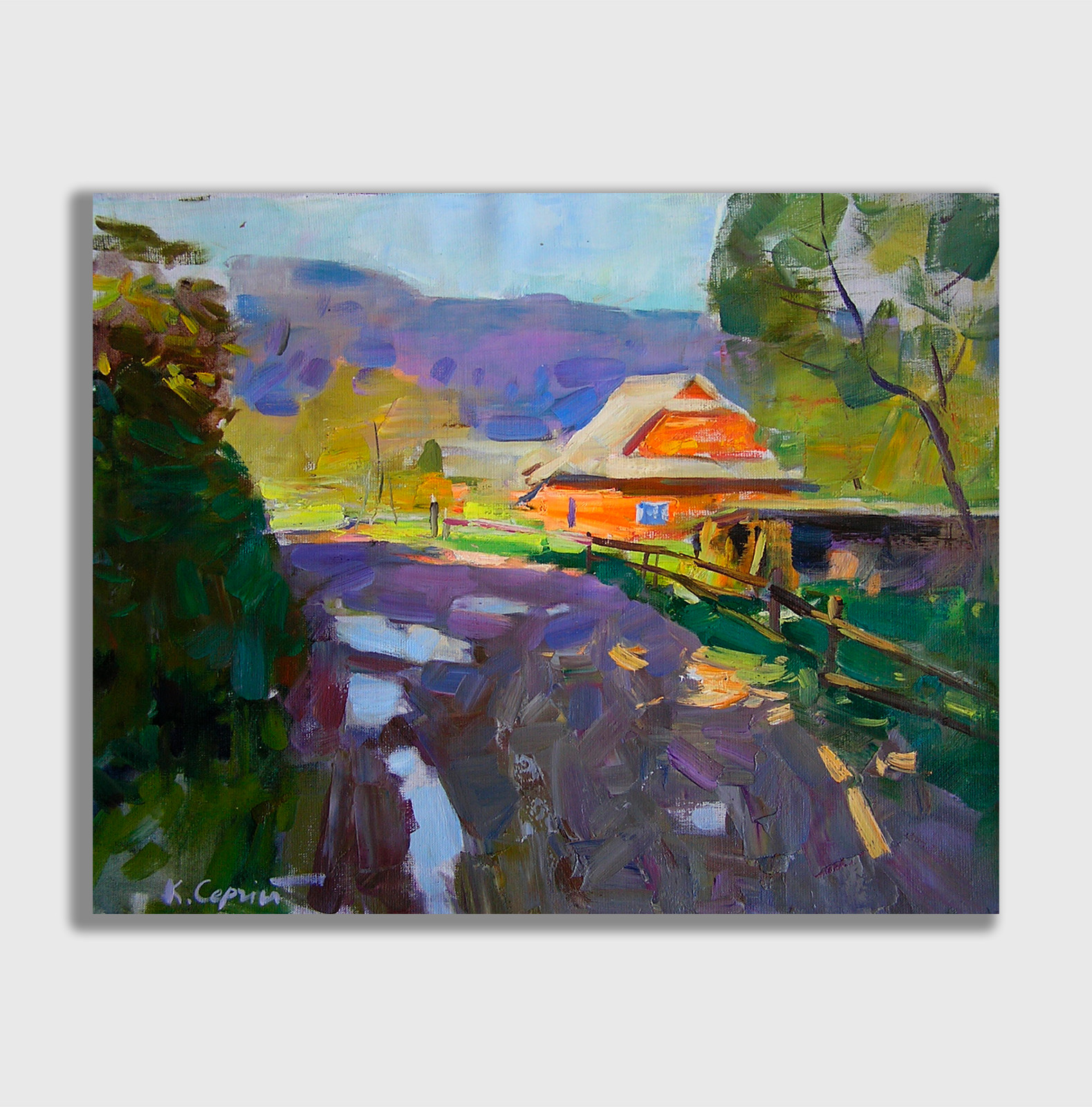 Oil painting After Rain Ukrainian painter Canvas Unframed original landscape