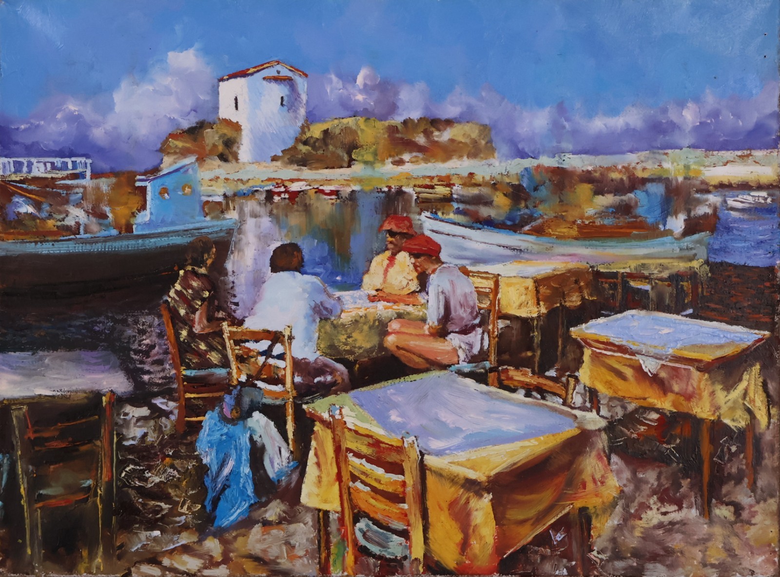 Landscape “Greek Islands, Lesbos» Oil Painting on canvas Ukrainian Artist Signed