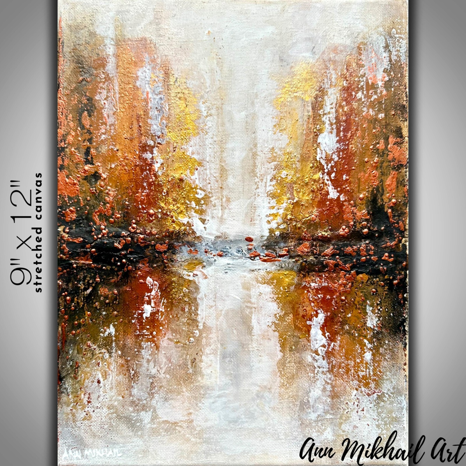 Acrylic Cityscape Landscape Textured Canvas Painting Artist Direct 9″ by 12″ AMA