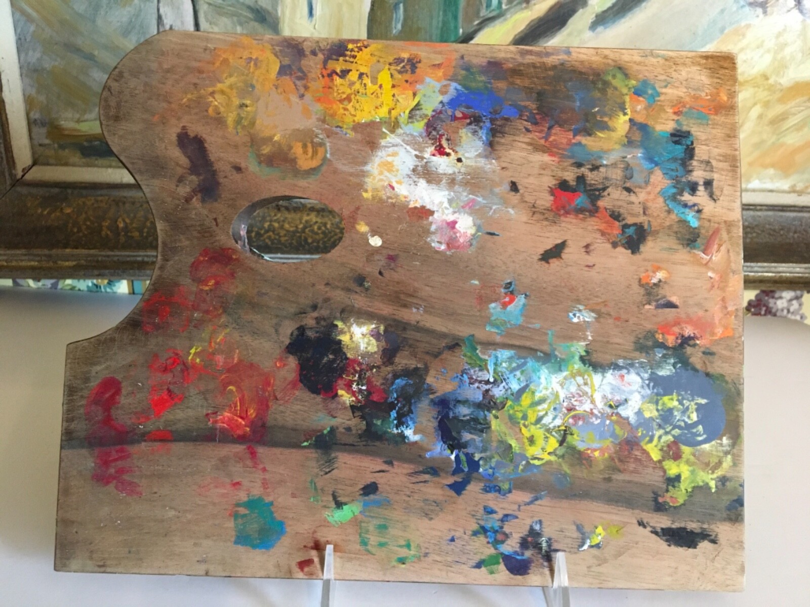 Original French Artists Painters Palette Paint on Both Sides Lyon France