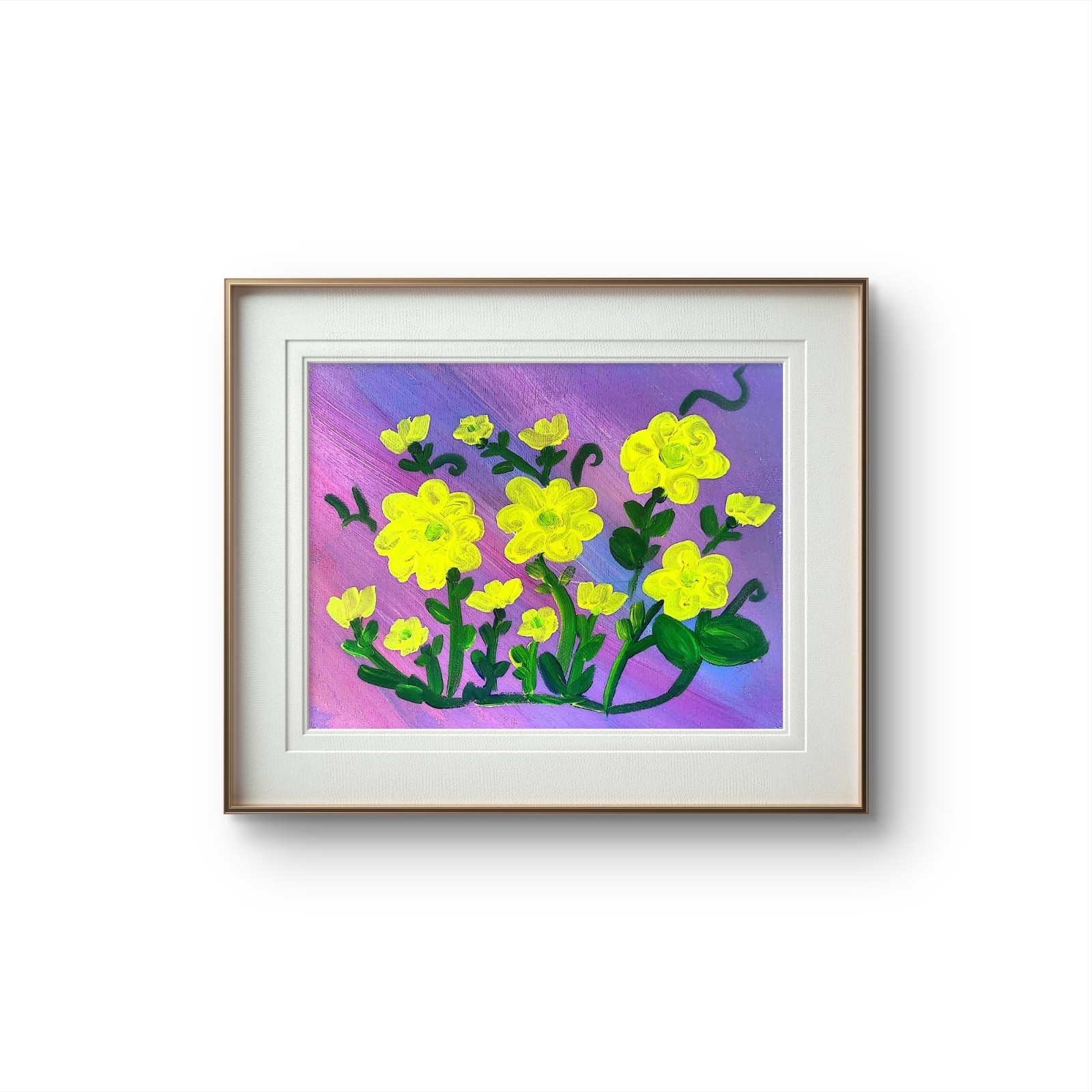 Yellow Daffodils Acrylic Painting Wall Art Original 11×14 Canvas