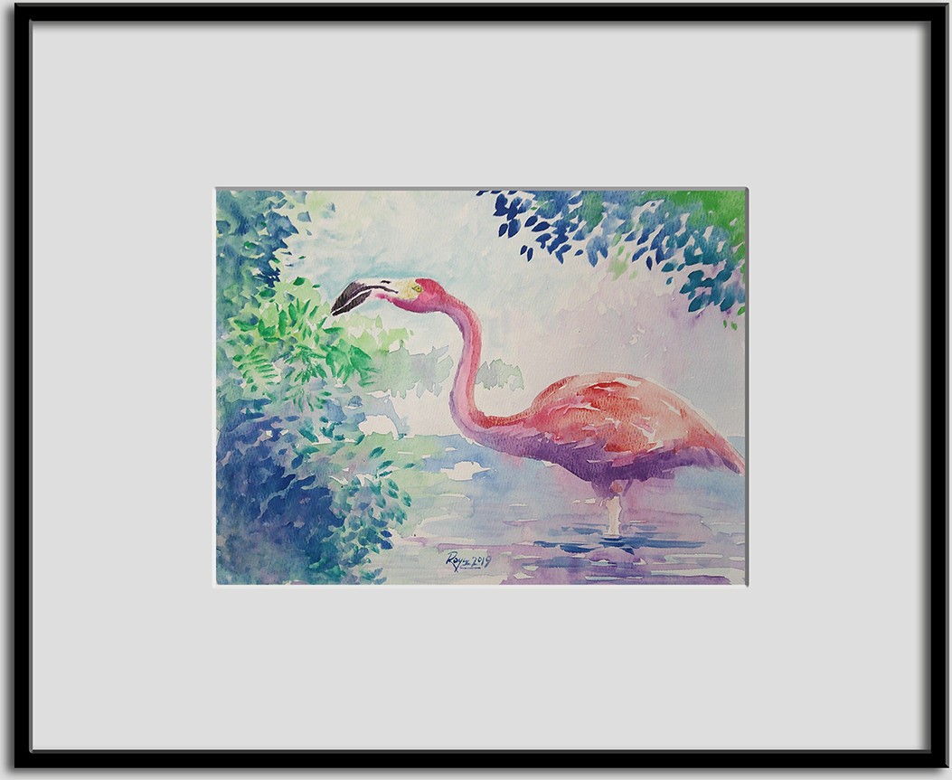 Beautiful unframed original flamingo watercolor on 9×12 heavy paper.