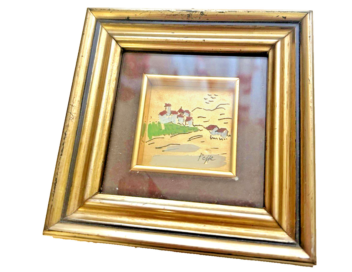 Vintage Hand Painted K Gold Leaf Miniature Painting Italy