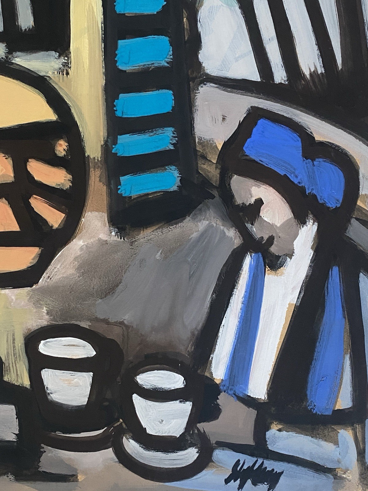 MARKEY ROBINSON Irish VTG Female Figures Cafe Scene Modernism Abstract Painting