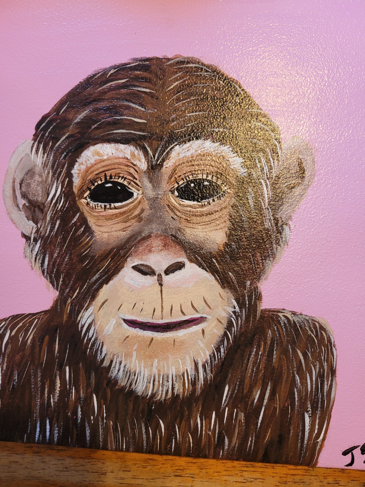 Janet Smith 2pc Painting Monkey Chimp Mohawk Porcelain Tile 12×12 Whimsical