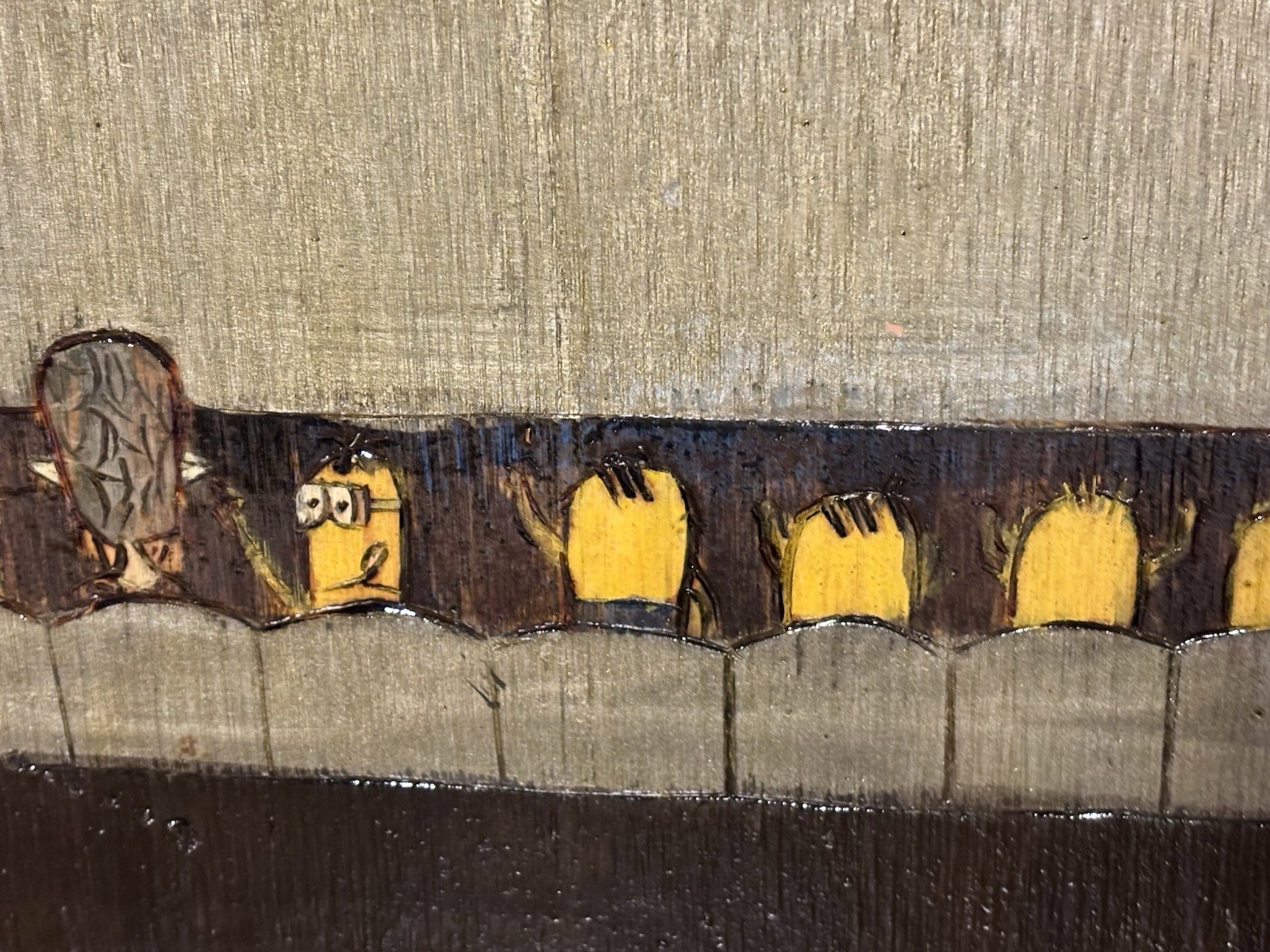 Despicable Me Gru & Minions Inspired Wood Burned Pyrography Fan Art Yellow Red