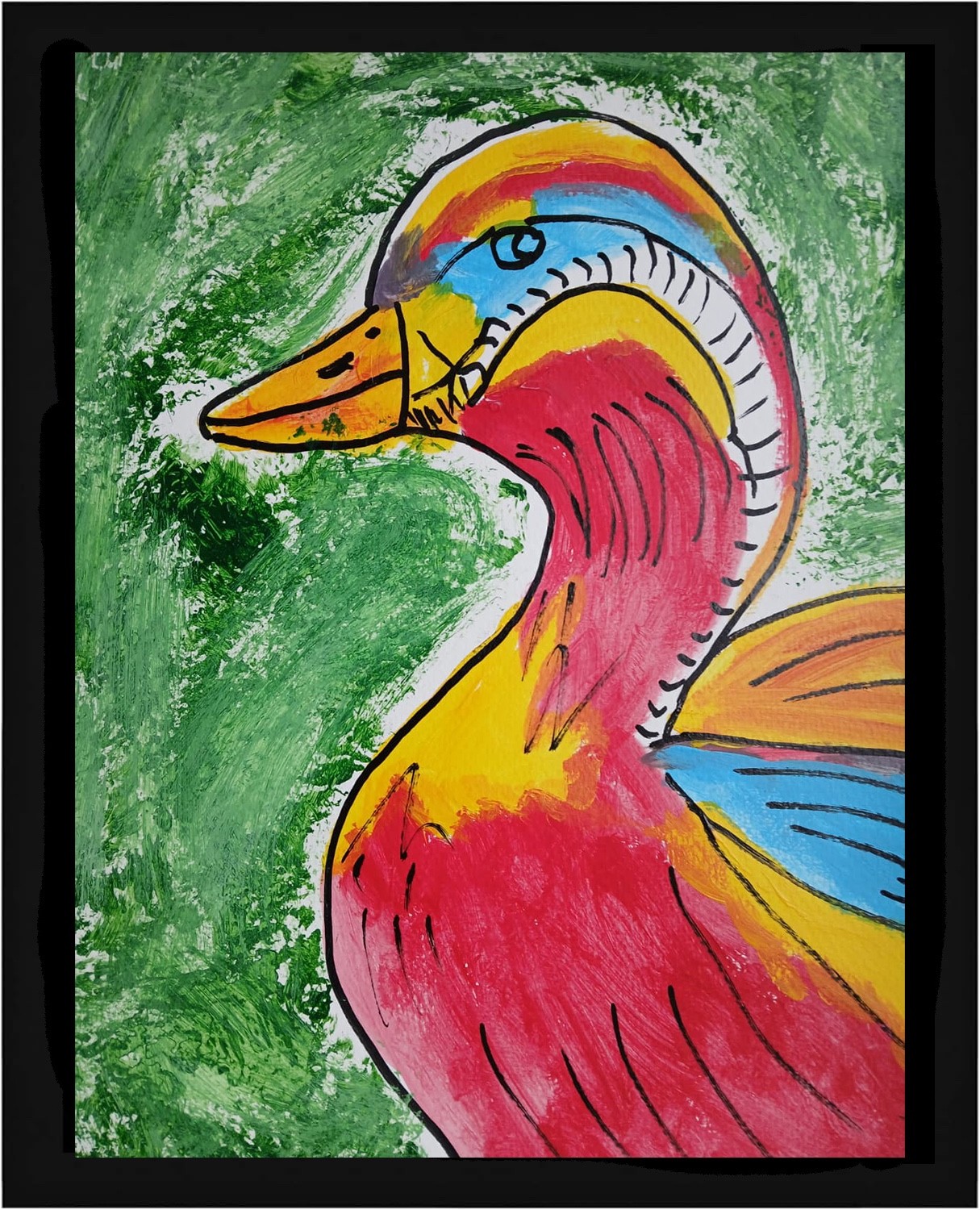 Impressionism/Abstract 11×14 Happy Duck Handmade Signed Colorful Art Painting