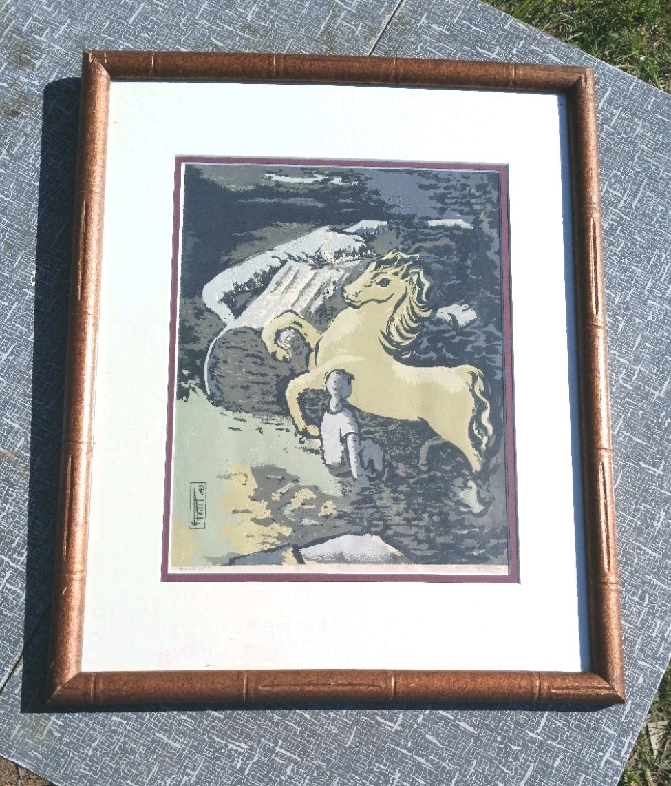 ORIGINAL GINO PETTIT Oil on Bd 1943. «HORIZOAS» Framed/Matted/SIGNED 83 Yrs Old