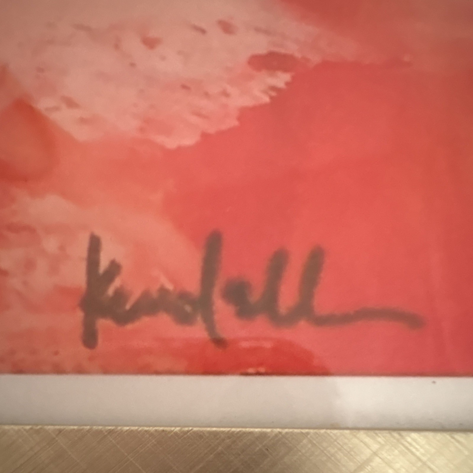 Kendall Signed Abstract baby lamb Painting, Medium, Framed Animal Artwork