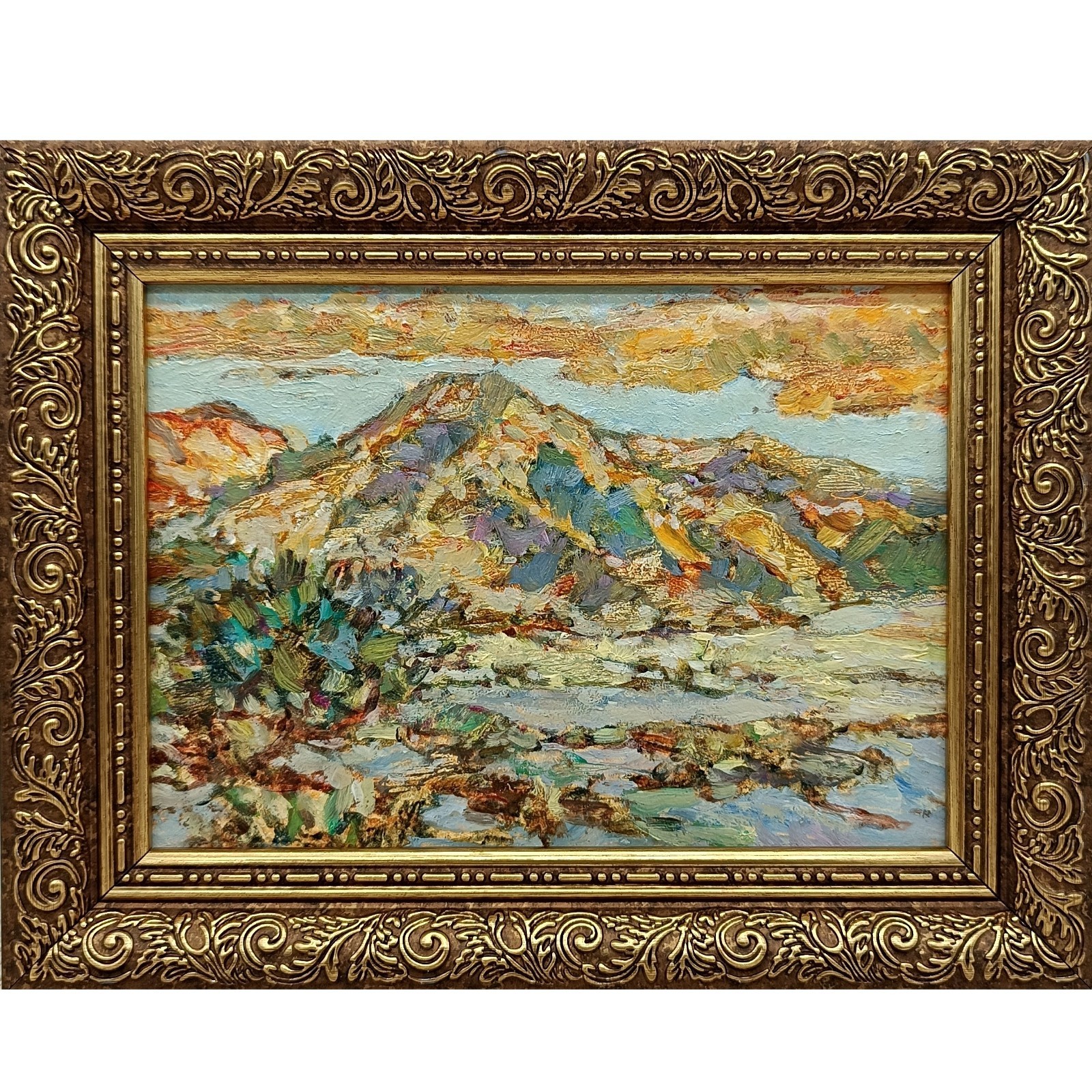 Summer Nature Oil Painting Original Artwork in Frame Signed 5 x 7 inches