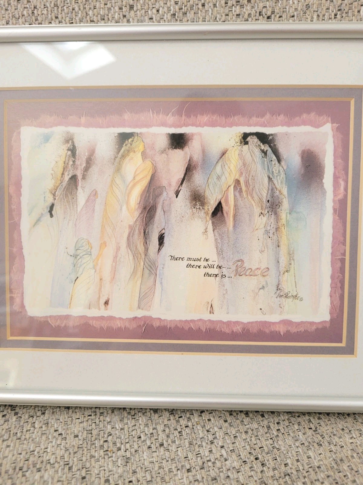 Pam Reinke 8×10 Watercolor «Peace» Painting Matted & Framed