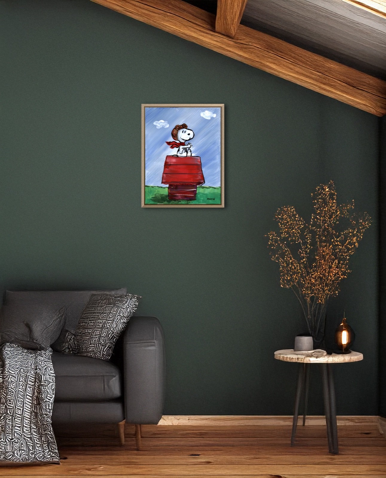Atherton 11×14 Original Pop Art Acrylic Painting «Baron Snoopy» hand signed