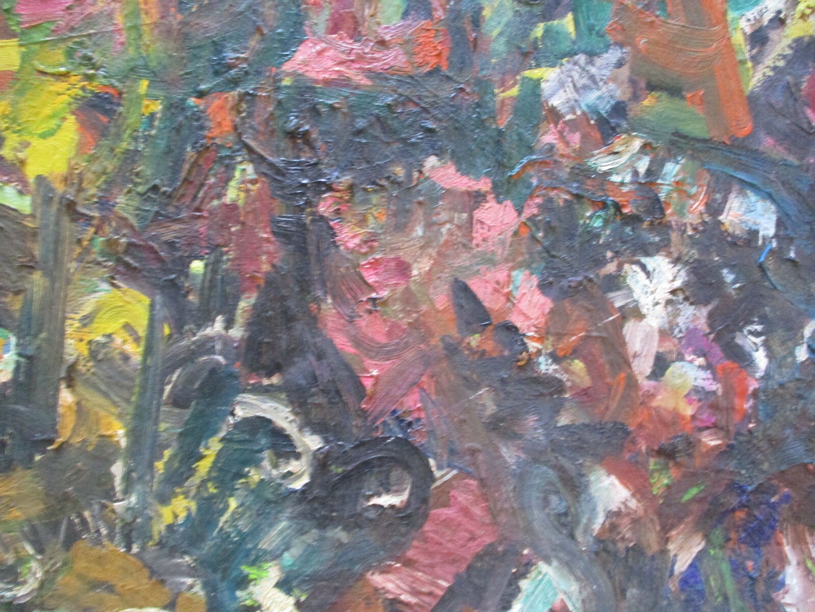 LARGE OIL PAINTING ABSTRACT EXPRESSIONIST MODERNIST KLEBANOFF CHUNKY COLORFUL