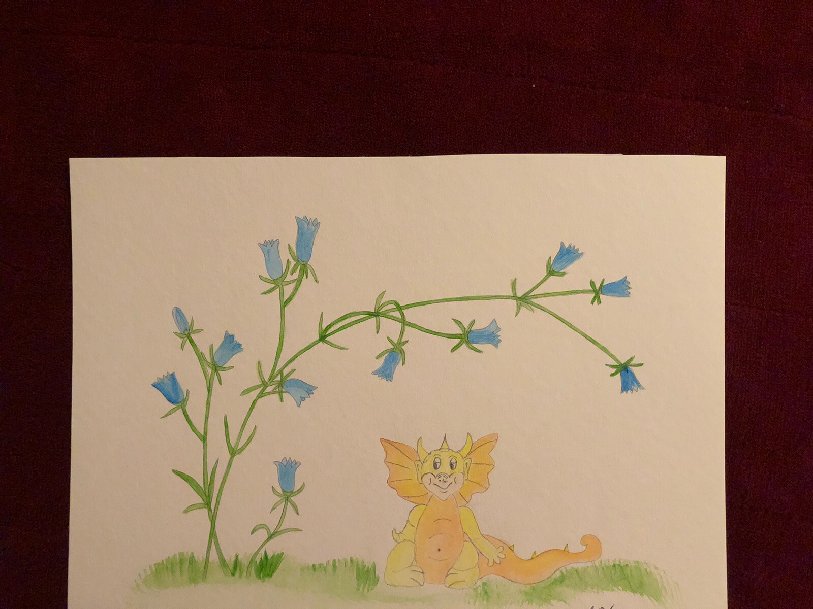 Dragon Watercolor Print-Under the BlueBell Vine – 8 1/2″ x 11″ Print
