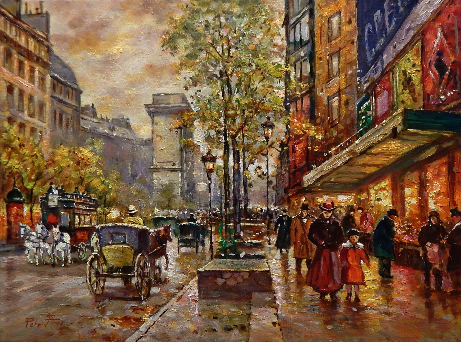Original Oil Painting 16×12/40x30cm Old Paris Cityscape 2017
