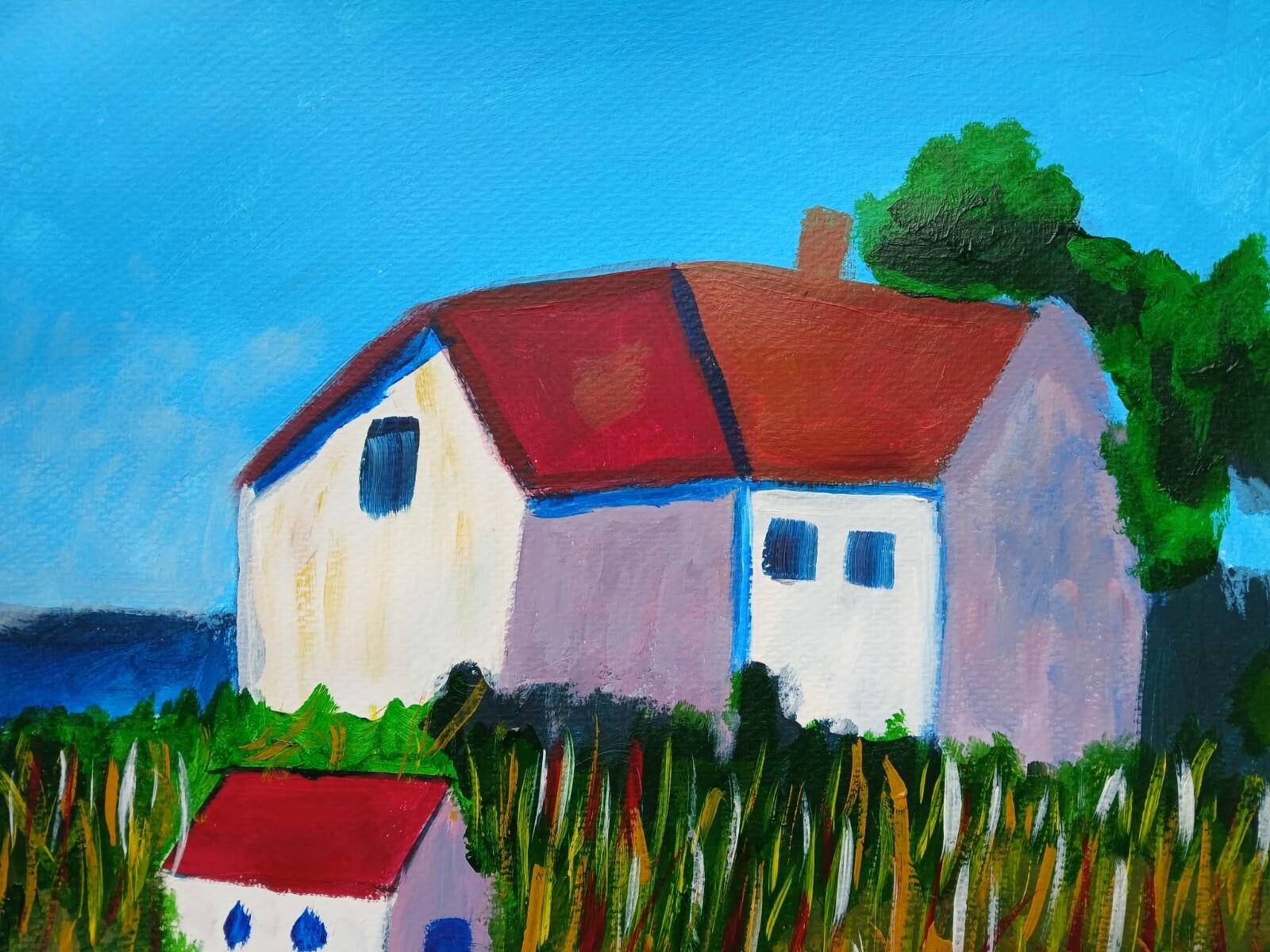 Impressionism Garden House 11×14 Handmade Signed Colorful Art Painting