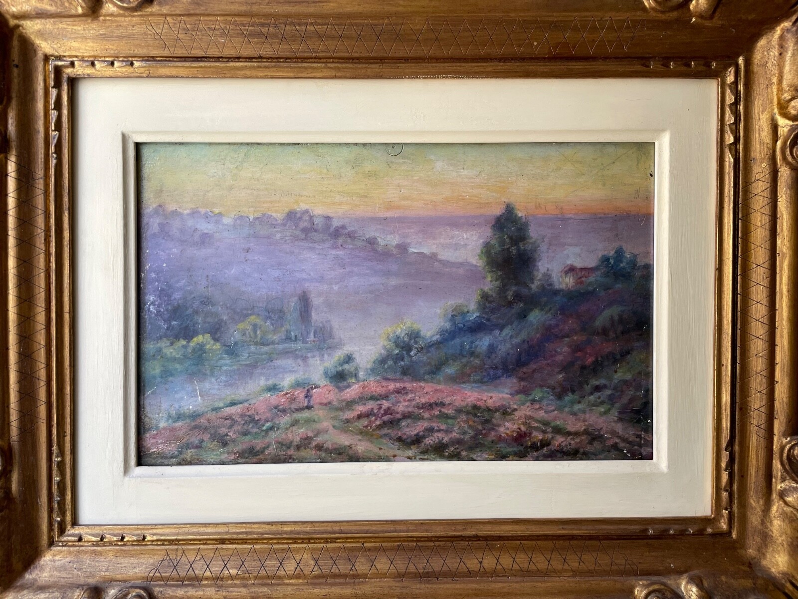 19th Century French Impressionism Oil Painting Heathland Landscape in Creuse