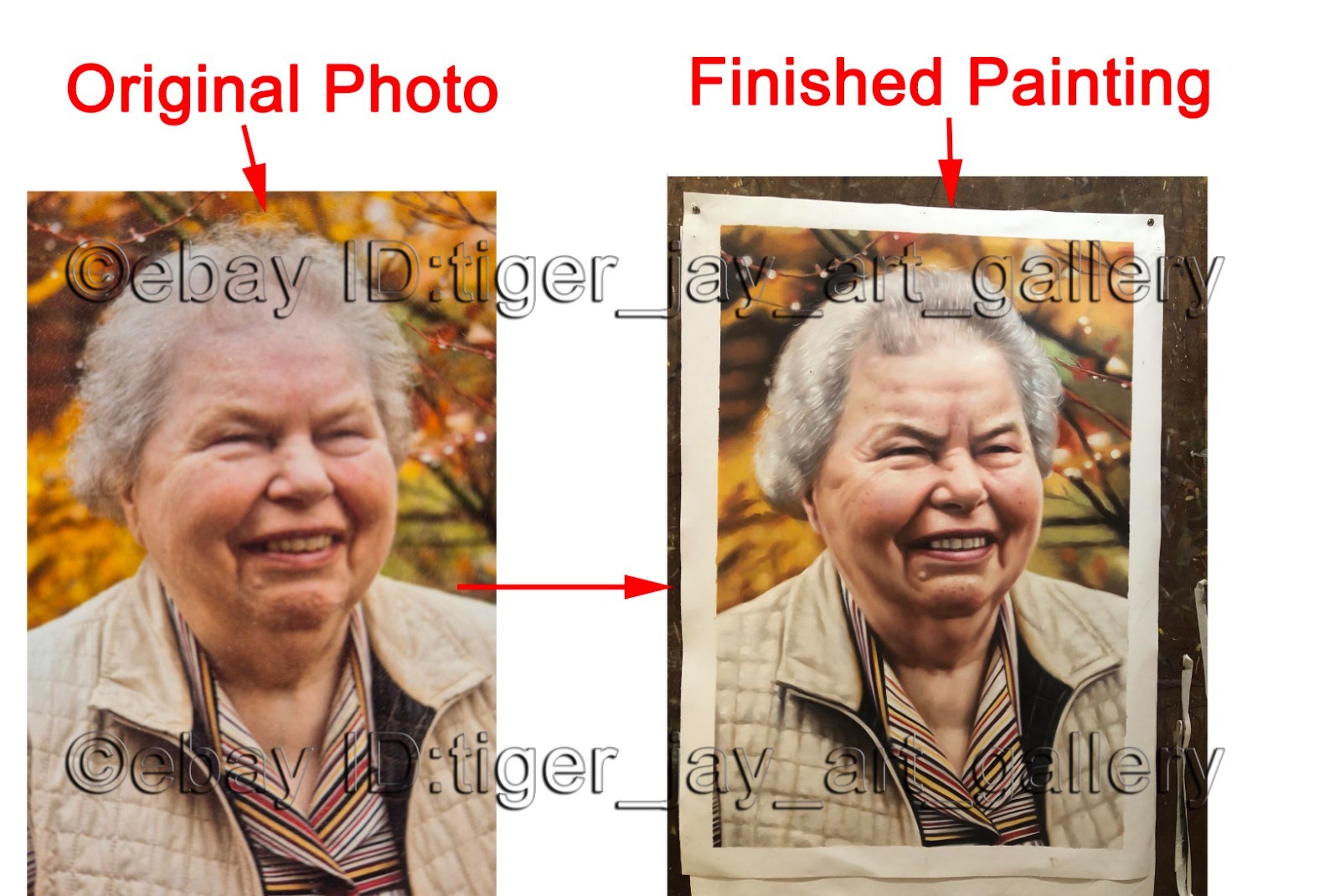 Custom Made Painting For Funeral Display Present Based on Your OWN Photos Images