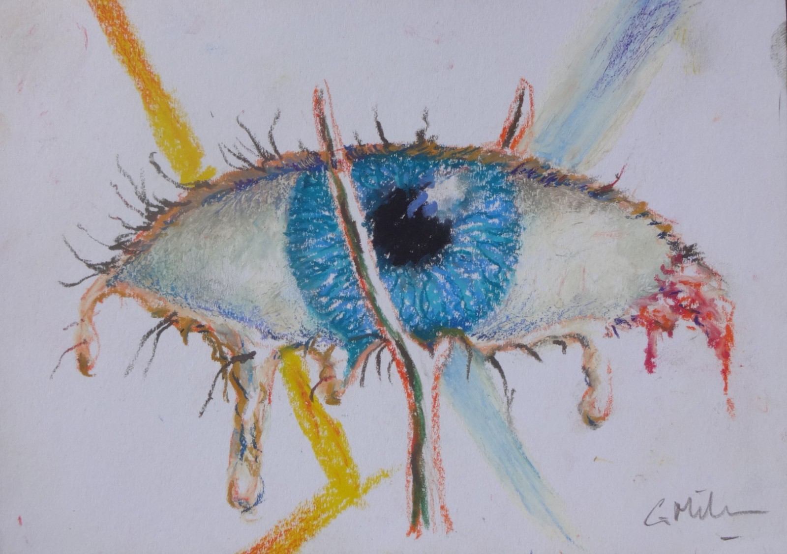 GERRY MILLER Original Drawing «Surreal.»Oil Pastel. 15x21cm.
