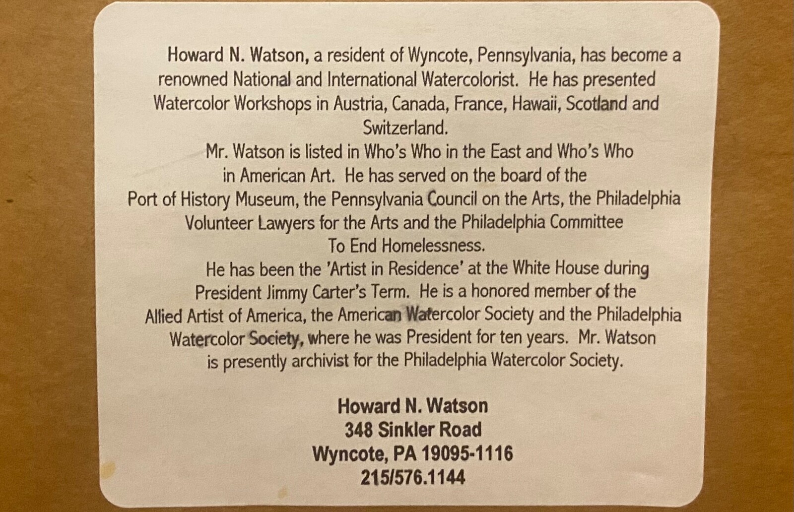 LISTED ARTIST HOWARD NOEL WATSON SIGNED ORIGINAL WATERCOLOR PAINTING