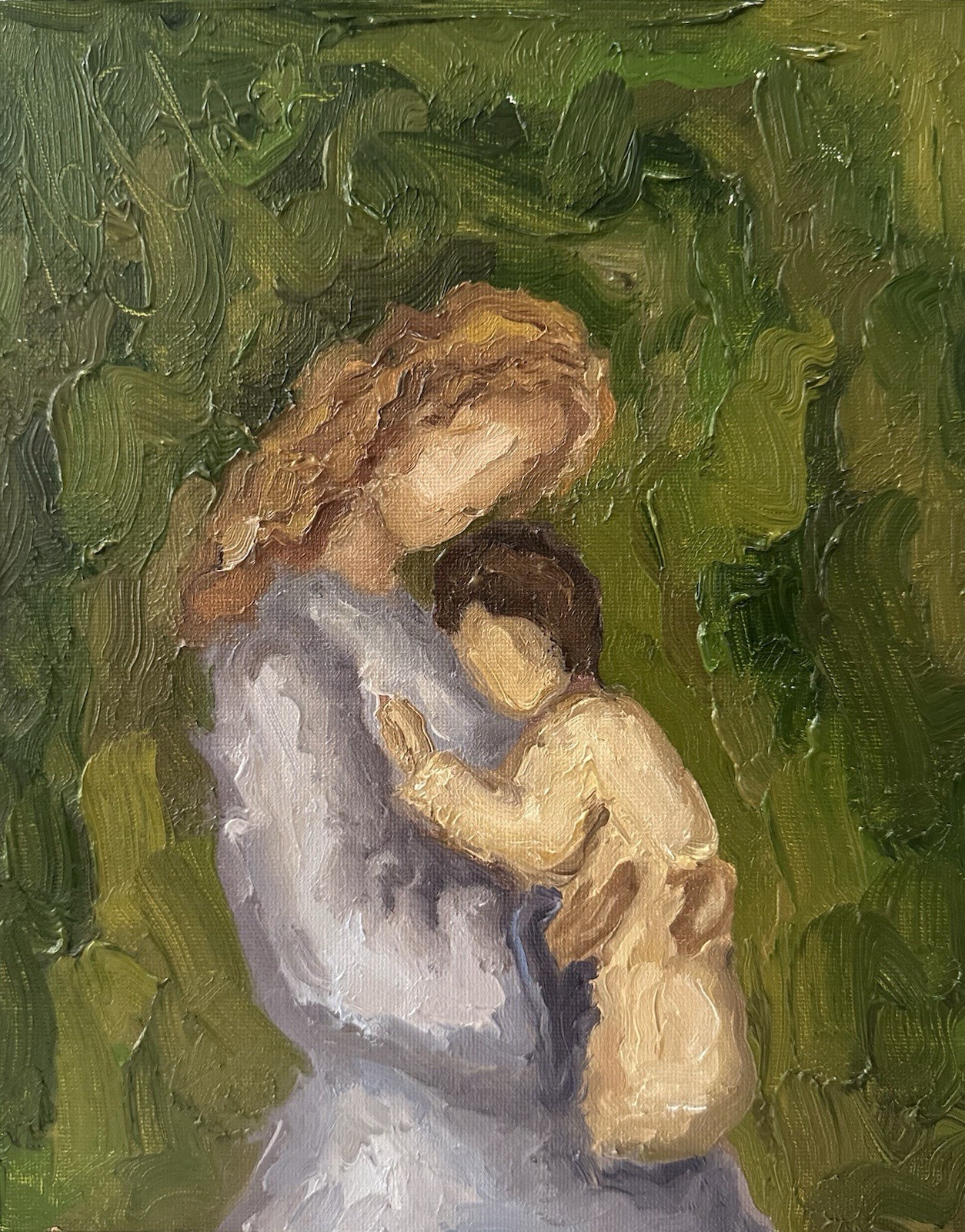 Mother and Baby Original Oil Painting Signed by Artist Nursery Wall Decor Gift