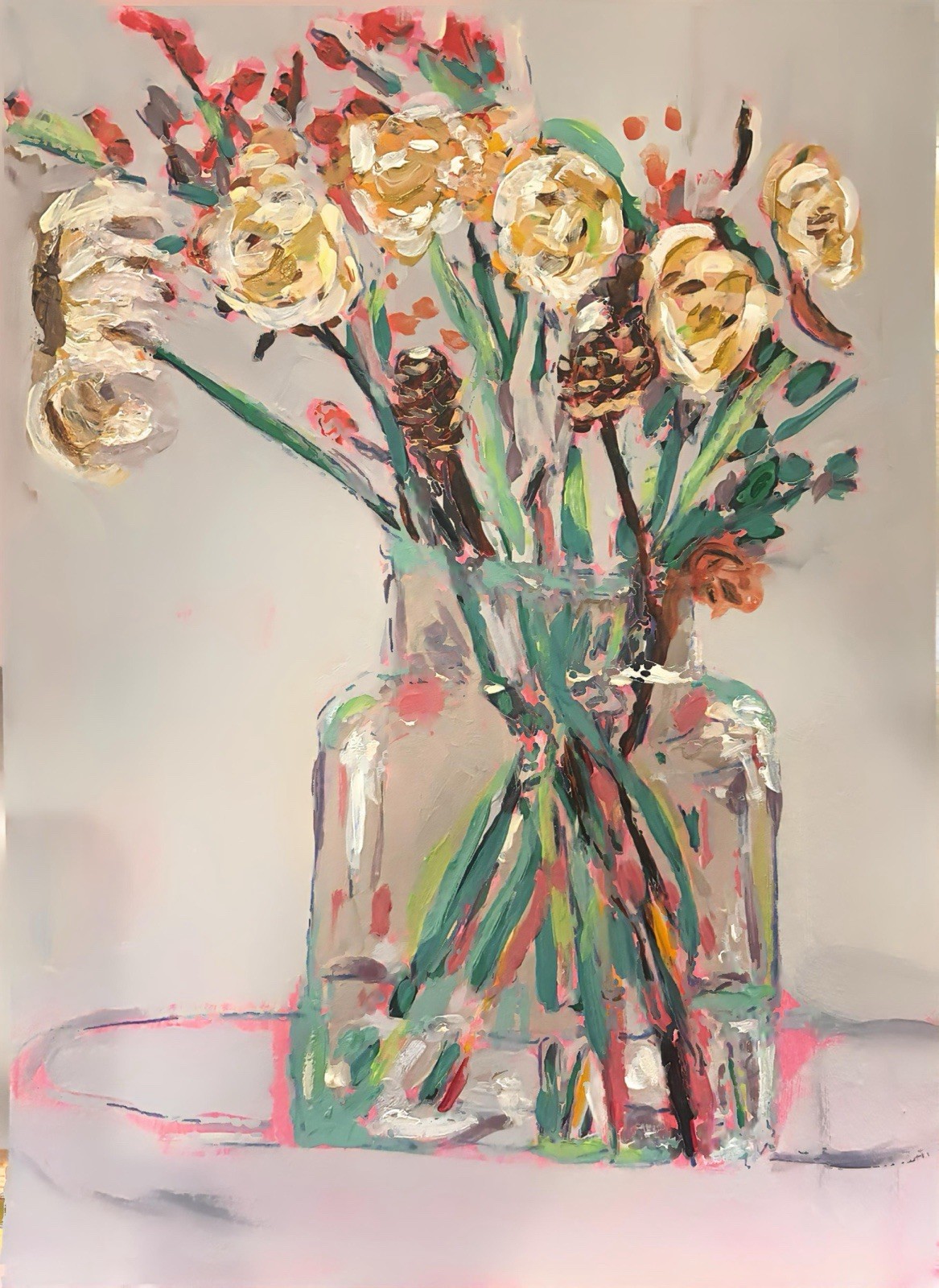 Flowers In A Vase 9×11 IMPRESSIONISM ORIGINAL FINE ART Paper Signed Decor