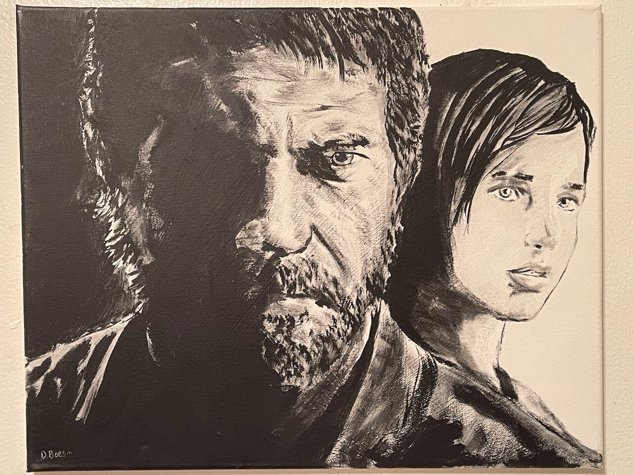 Seasoned Art Last of Us Joel Ellie hand painted fan art portrait videogame HBO