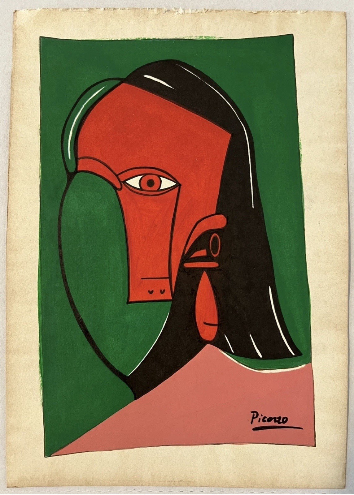 Pablo Picasso Original Signed Painting with COA Authentic Not A Print Or Litho