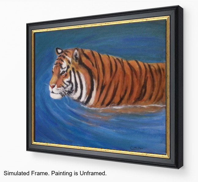 Tiger Original Painting 8×10 Big Cat Wildlife Animal Modern Wall Art