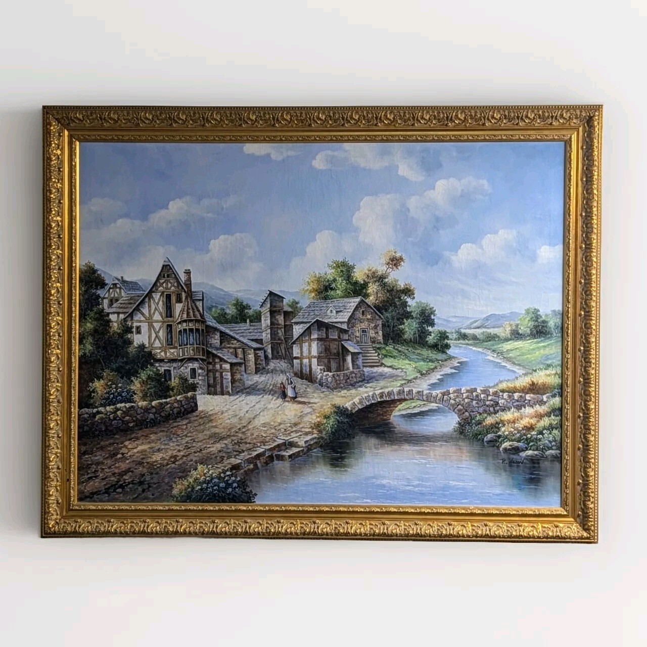 Original Oil Painting on Canvas ( Signed by R. Hilton) – Gilt Framed -…