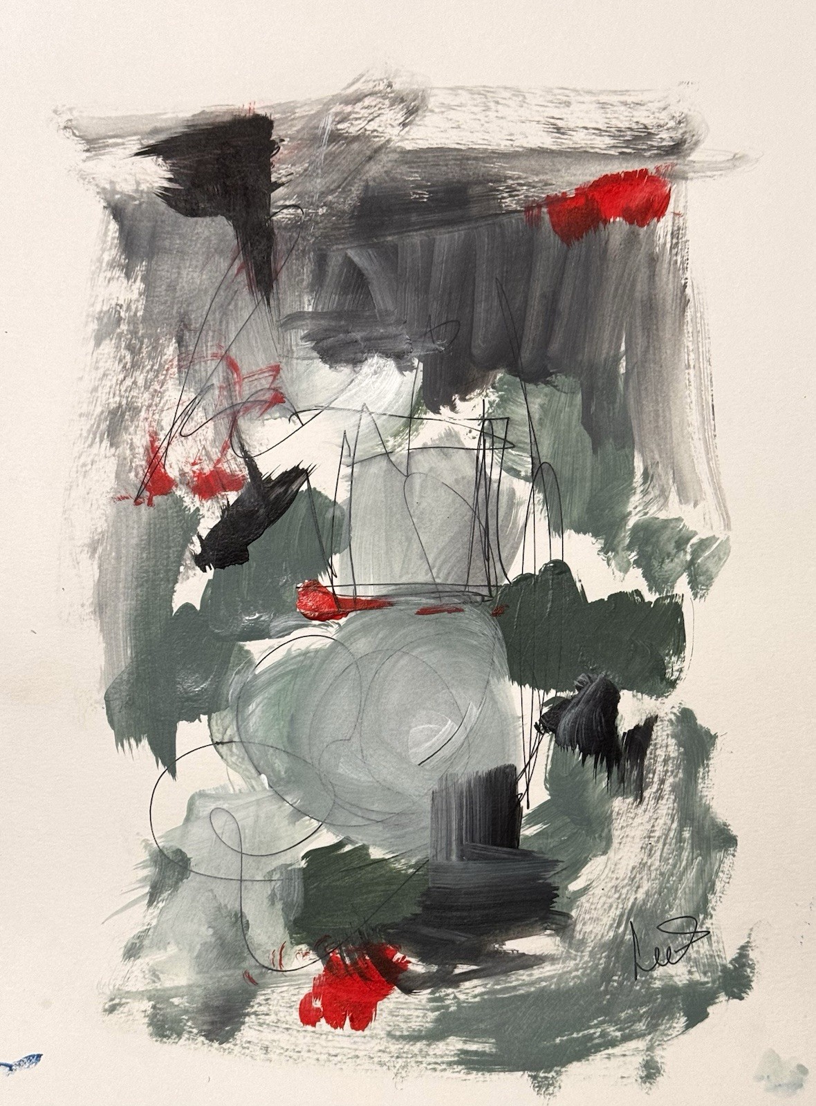 Original Abstract Expressionism 9X12 Paper Acrylic Expressive Handmade Signed 26