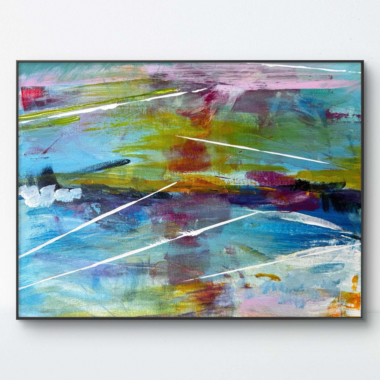 SAMATOWIC Original Abstract 11×14 Sunset Hand Painted Signed Wall Art Decor 271