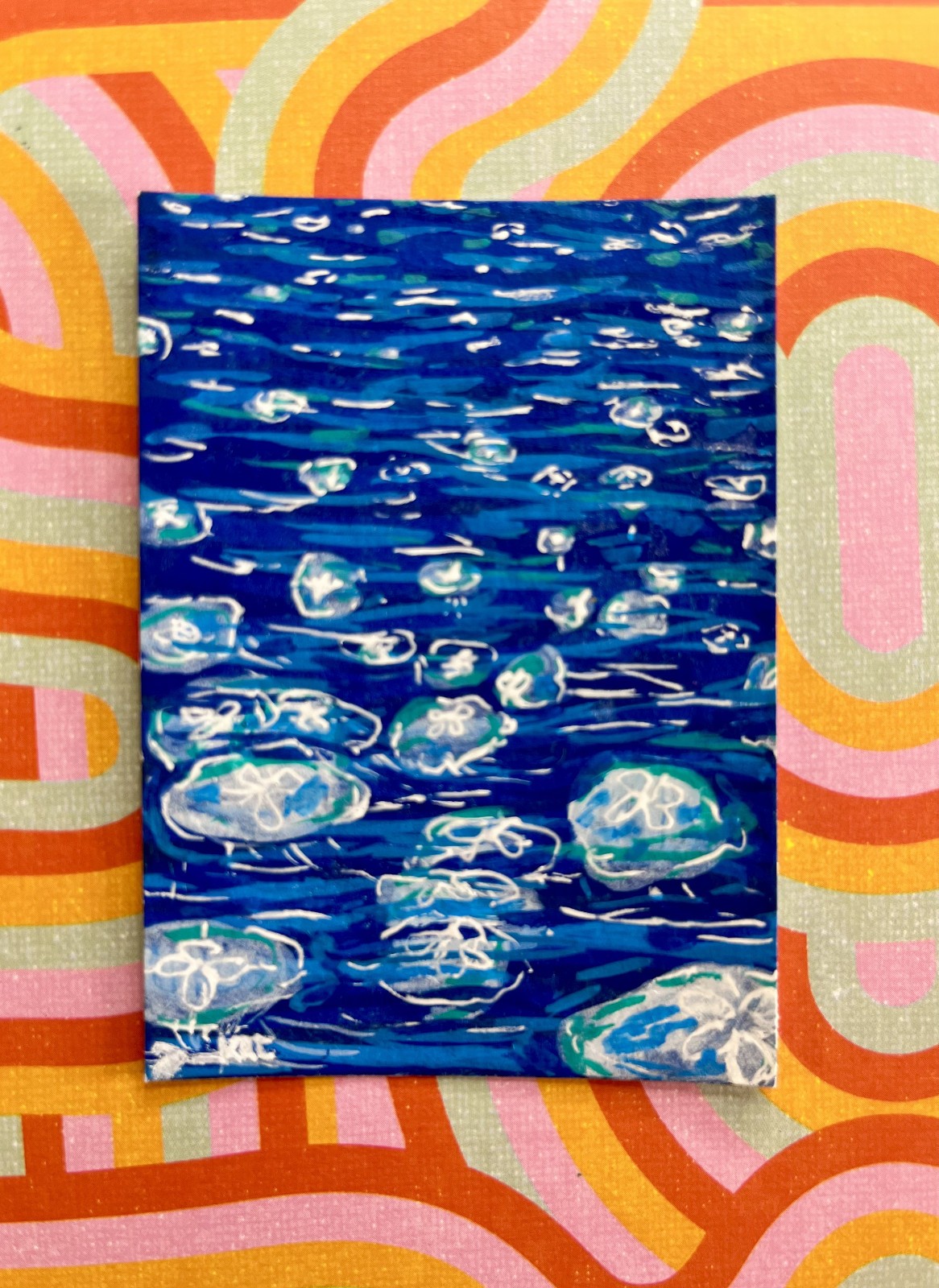 ACEO Original Art sea moon jellyfish jellies ocean seas by Kai Robin Courtney