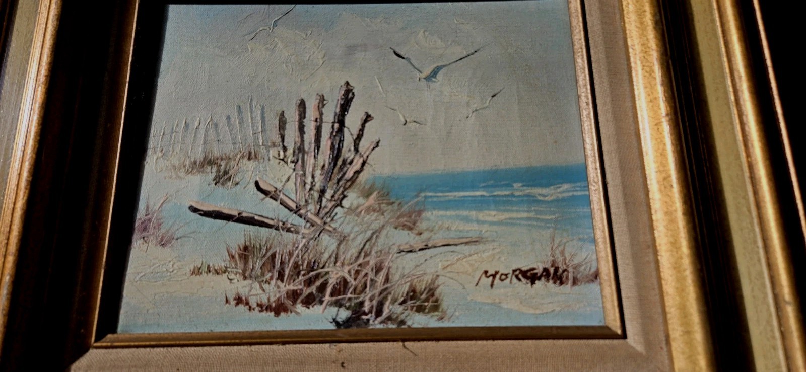 Art By Alfred George Morgan Orginal Coastal Frame Oil Painting Signed 18X16