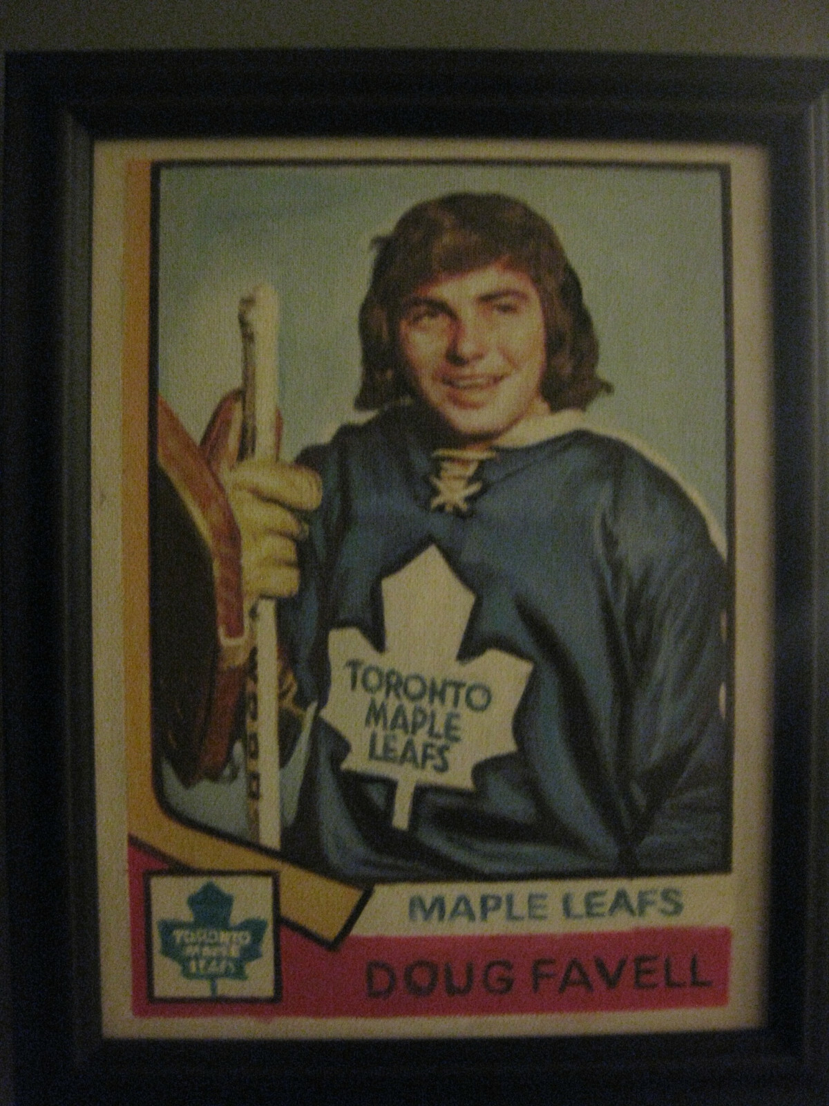Hockey card painting Larry Cahan Chicago Cougars WHA 1972 OPC oil canvas 11×13