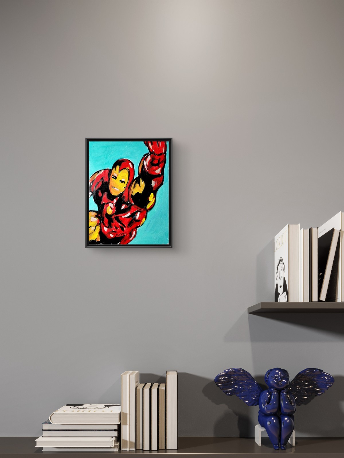 Abstract Expressionism Original Painting Iron Man 14×11 Fine Art Canvas Decor