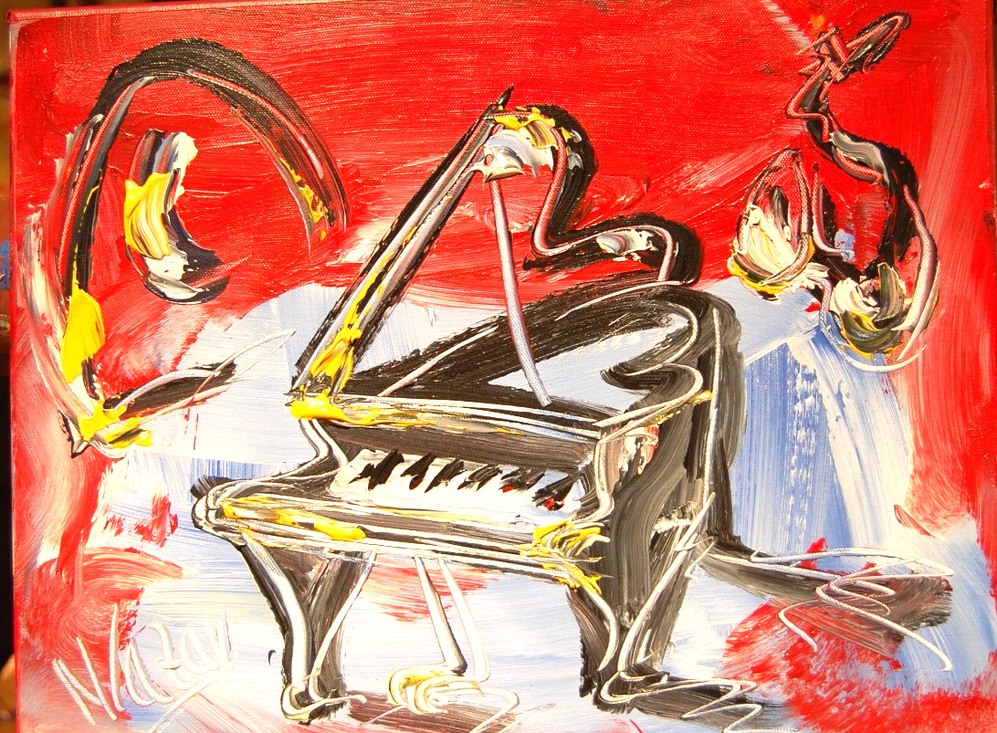 JAZZ MUSIC – oil painting WALL ART Stretched Canvas Impressionist KAZAV