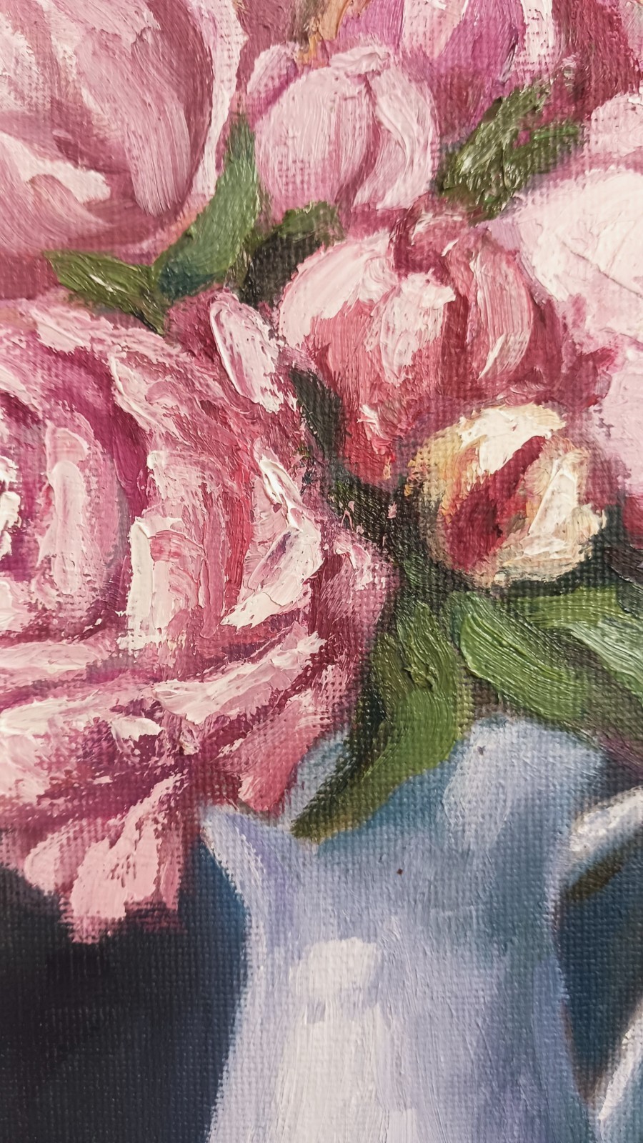 Peony ORIGINAL Oil Painting Vintage Flowers in Vase Still Life 8″ x 10″