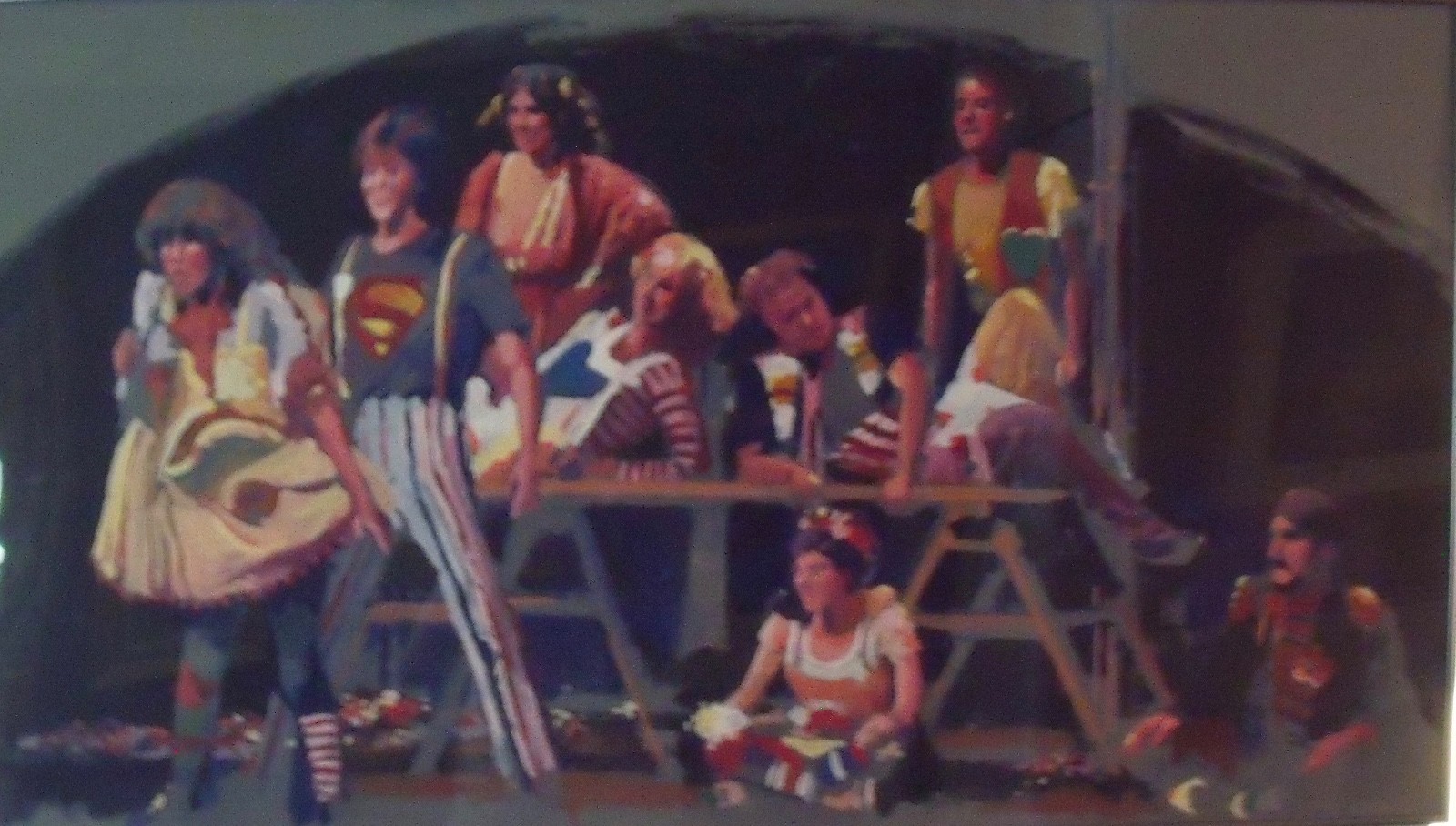 ORIGINAL GODSPELL ARTWORK : Set/Costume Design Painting Broadway Ca 1976