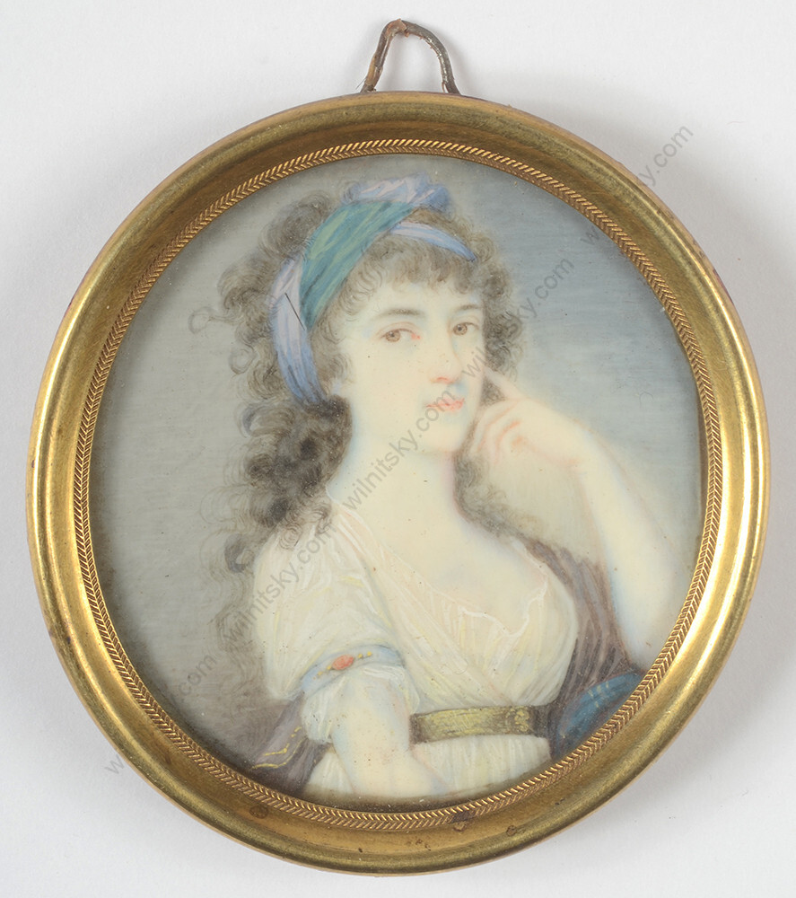 Emile Bernard Chevalier de Guerard (1771-1836) «Lady in white», superb miniature