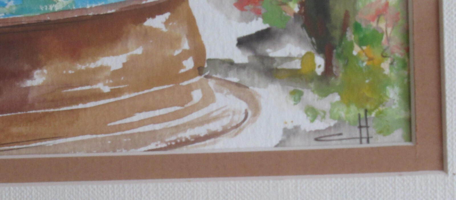 Original Matching Pair Watercolors City Port & Fountain Signed, Matted & Framed