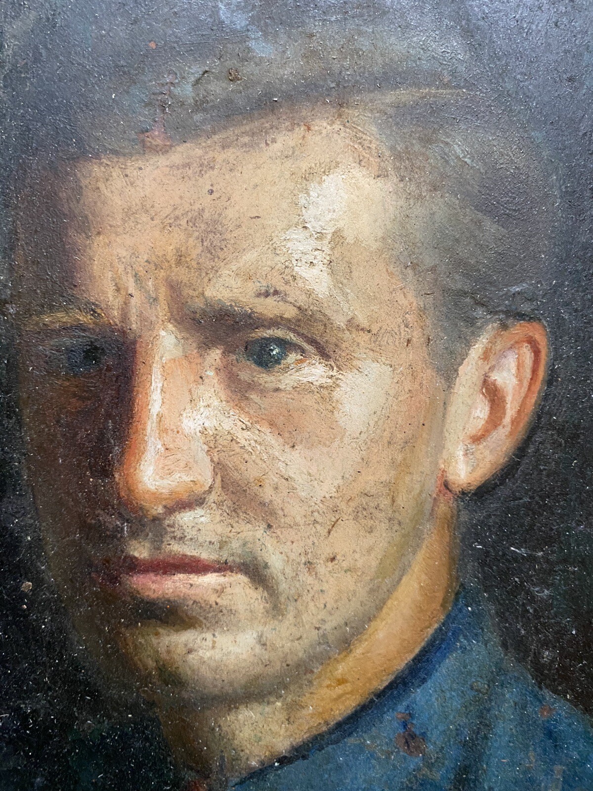 MCM Portrait Dolni Polish Ukraine Painting Handsome man on cardboard