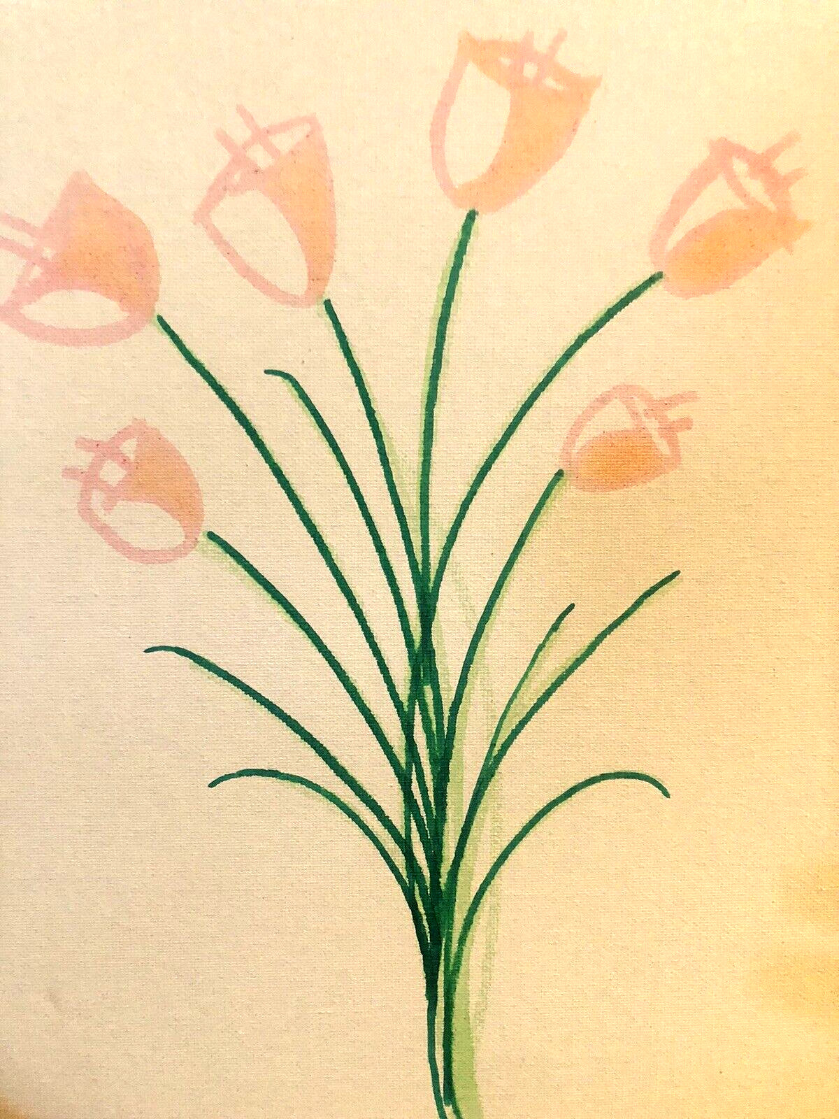 Pastel Painting 6 Peach Tulips PBG MADE IN NH