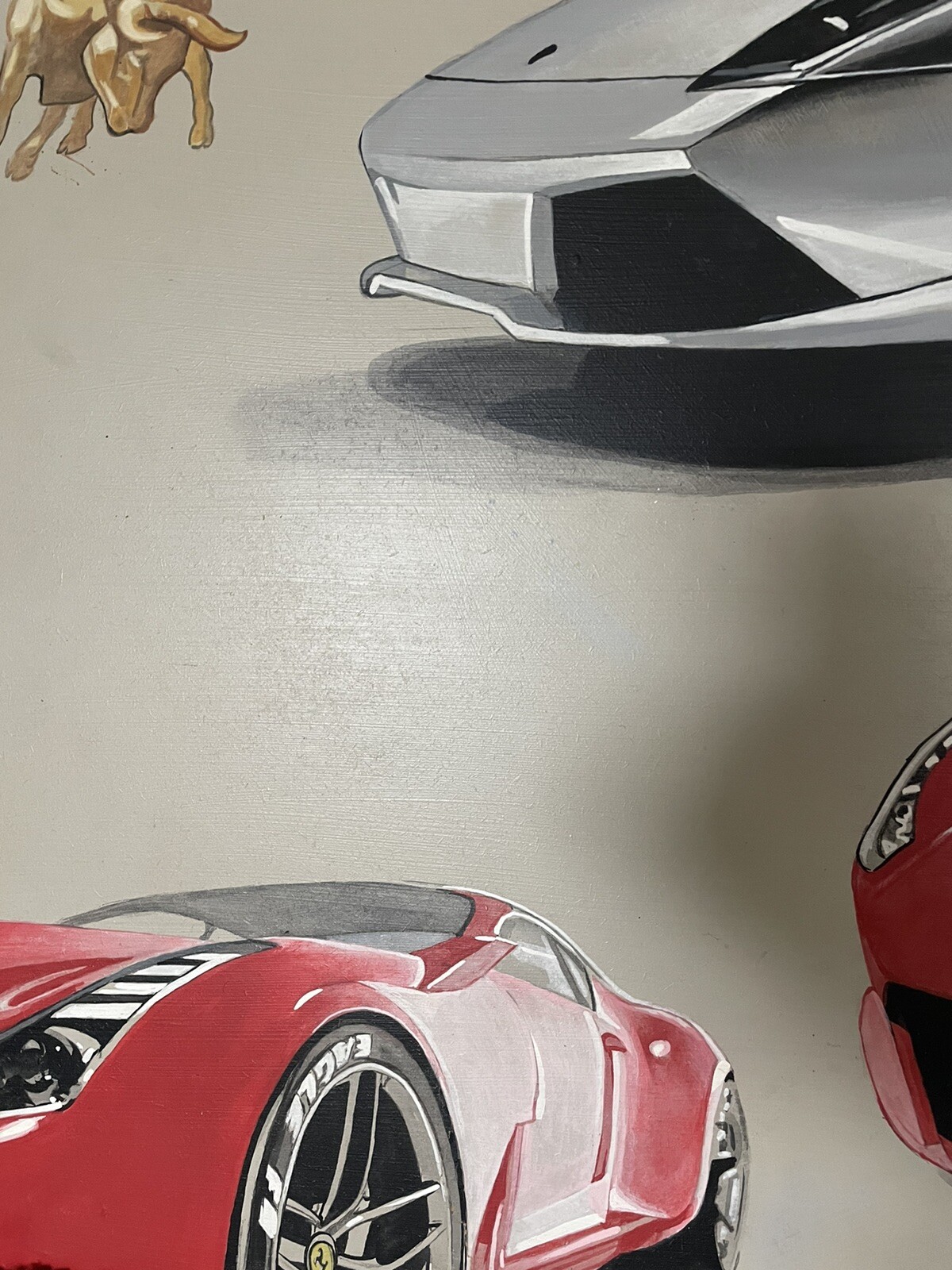 Original Painting Of Exotic European Sports Cars 24 x 34”
