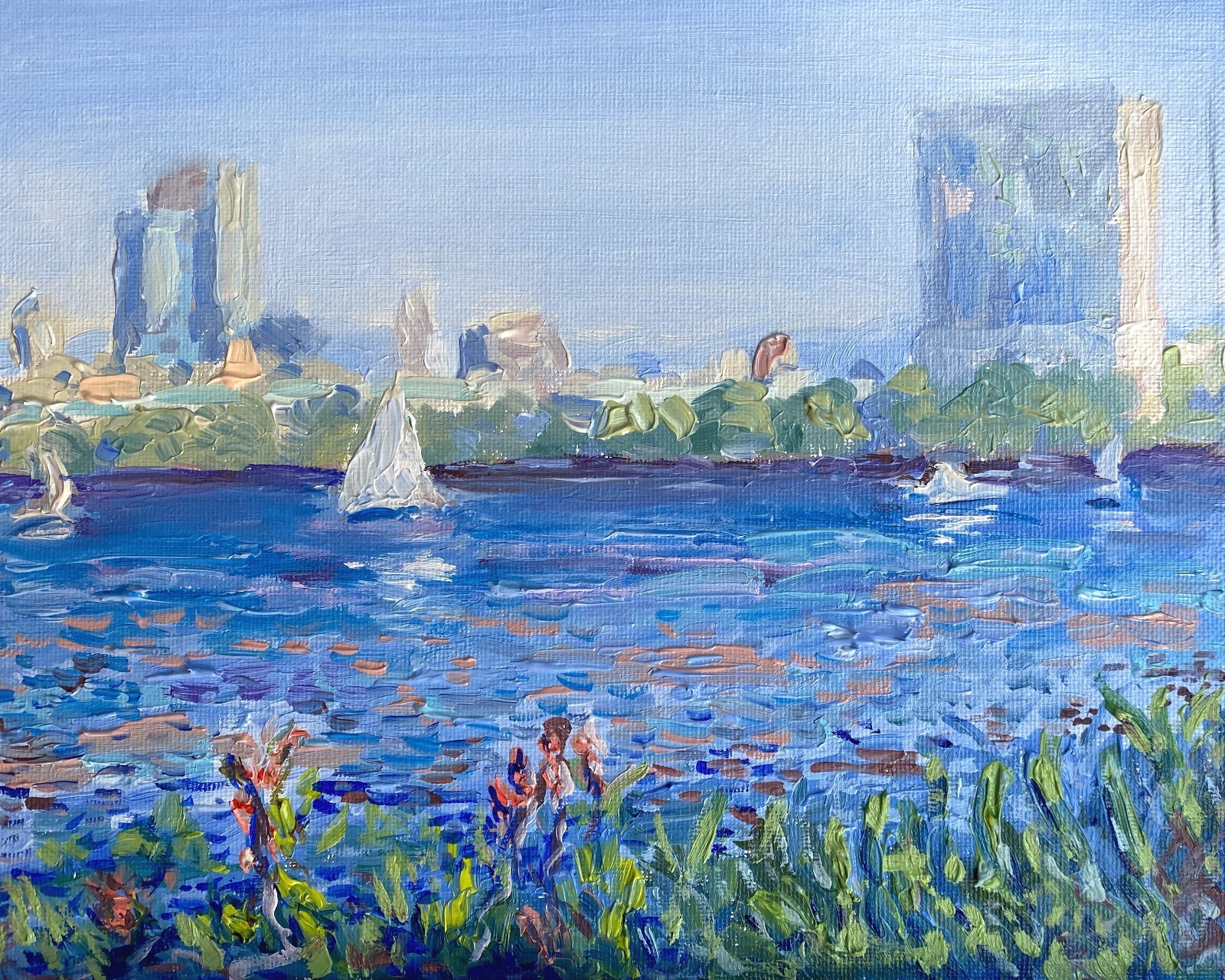 Enchanting Oil painting. ORIGINAL. San Diego Skyline. Oil Painting Impressionist