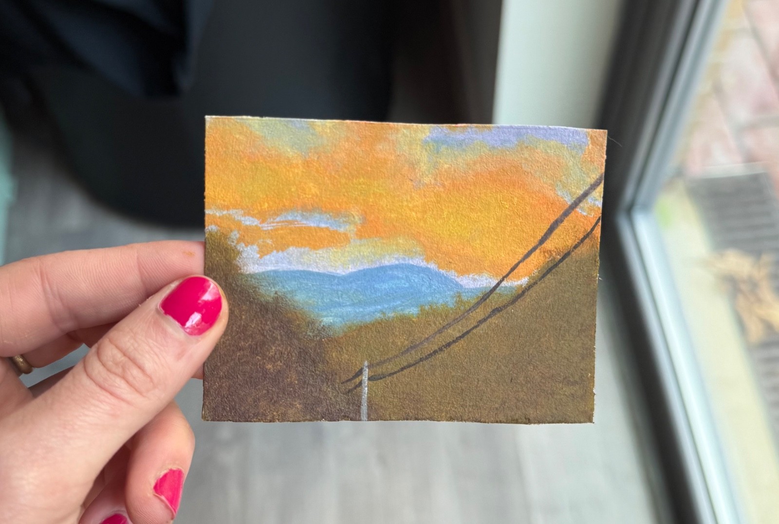 ACEO Original Landscape Art Card Acrylic/Canvas Hand Painted 2.5 In x3.5 In
