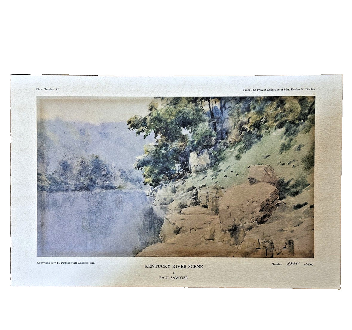VINTAGE Paul Sawyer, Kentucky River SCENE PRINT