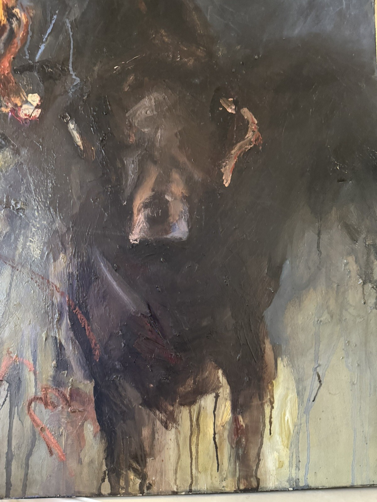 Peter Hill Large Abstract Contemporary Oil Painting 30×40 ANGEL FRIENDS Dogs